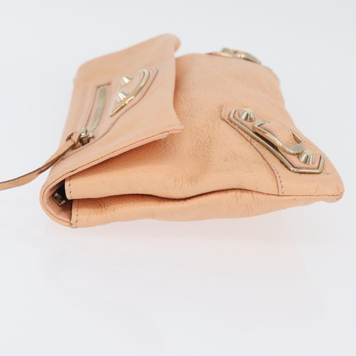 BALENCIAGA Metallic Edge Classic Envelope Bag Leather Pale Orange Auth ka3352