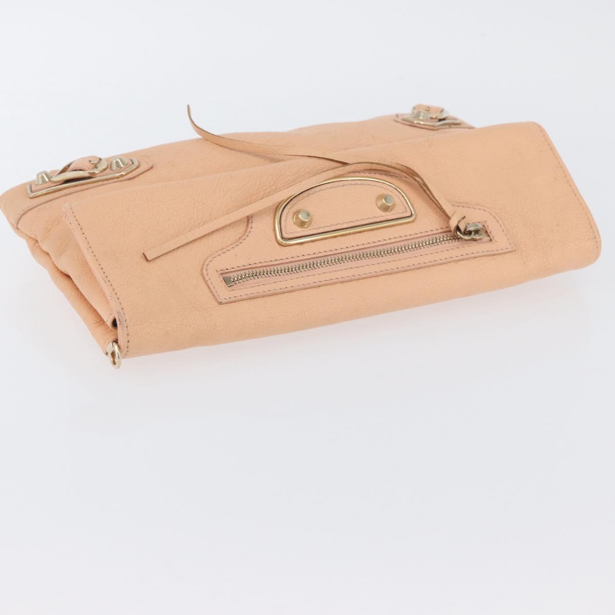BALENCIAGA Metallic Edge Classic Envelope Bag Leather Pale Orange Auth ka3352