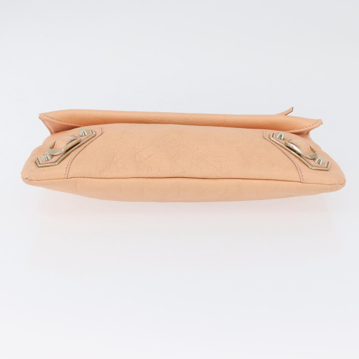BALENCIAGA Metallic Edge Classic Envelope Bag Leather Pale Orange Auth ka3352