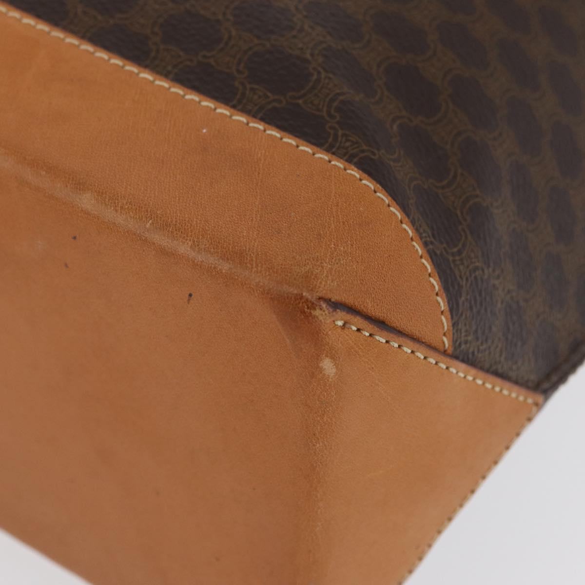 CELINE Macadam Canvas Hand Bag PVC Leather Brown Gold Auth ka3354