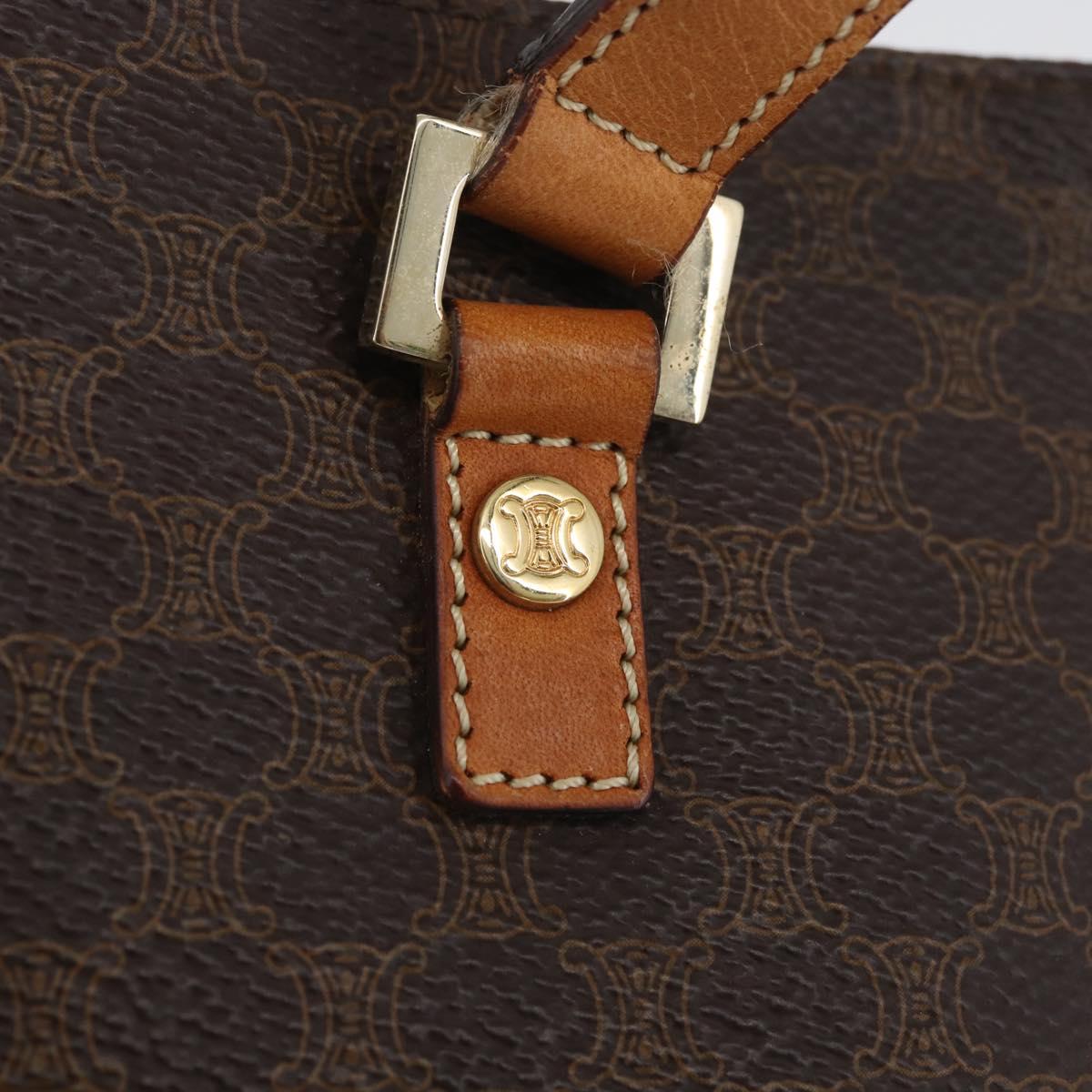 CELINE Macadam Canvas Hand Bag PVC Leather Brown Gold Auth ka3354