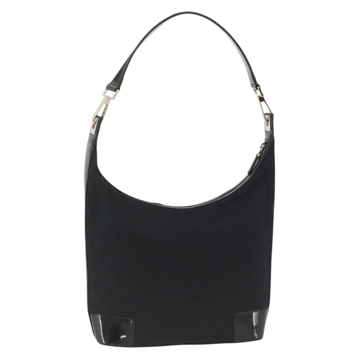 GUCCI GG Canvas Shoulder Bag Black Gold 001 4204 3444 Auth ka3355A