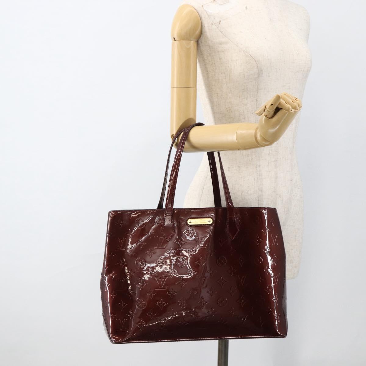 LOUIS VUITTON Vernis Wilshire MM Hand Bag Rouge Favist M91646 LV Auth ka3359
