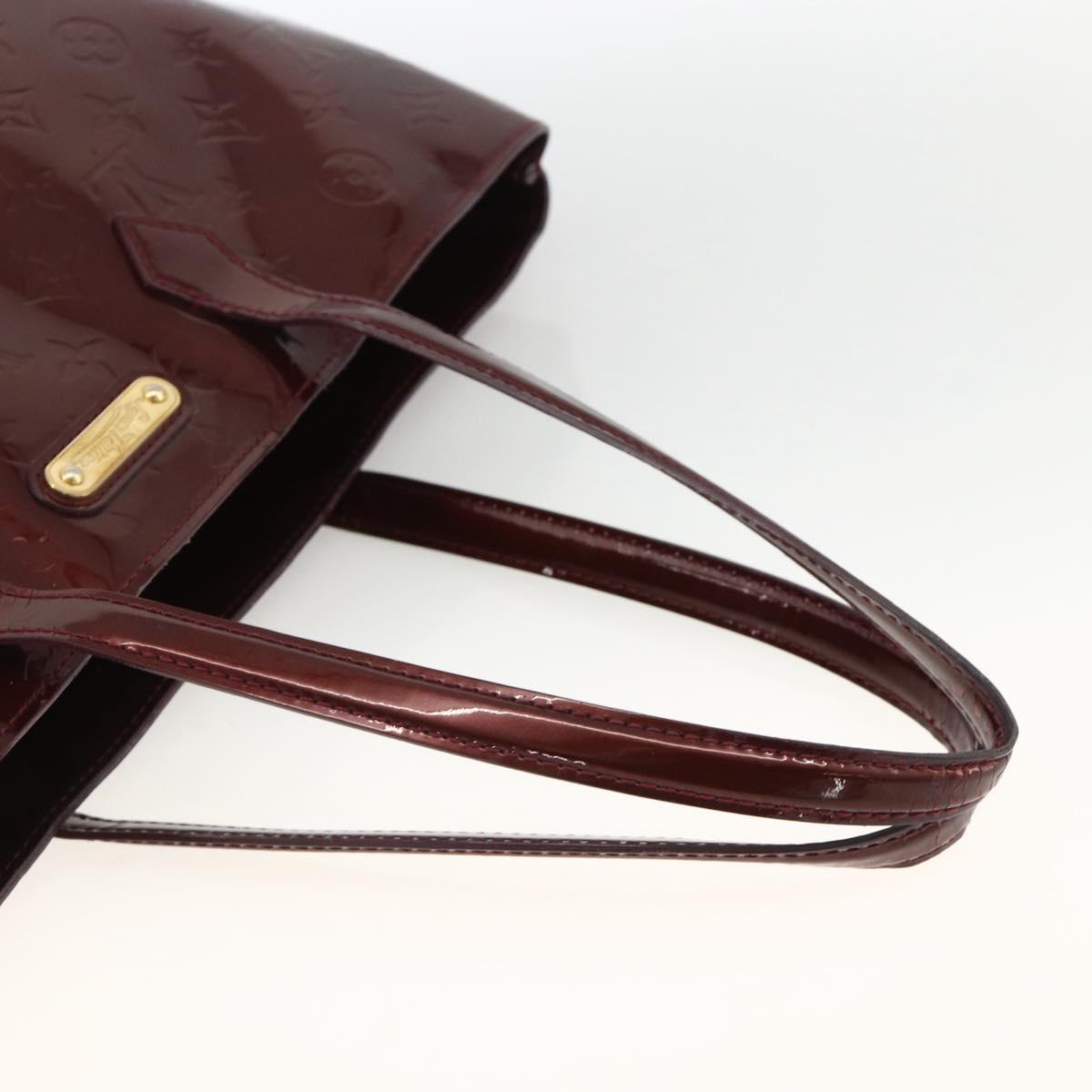 LOUIS VUITTON Vernis Wilshire MM Hand Bag Rouge Favist M91646 LV Auth ka3359