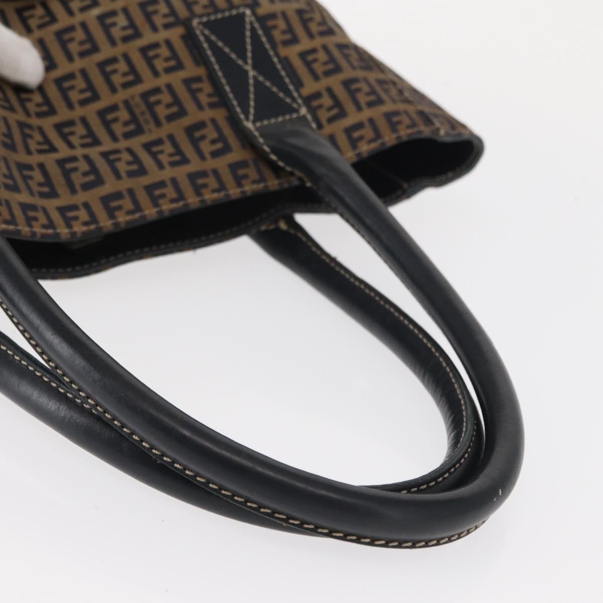 FENDI Zucchino Canvas Tote Bag Navy Silver Auth ka336