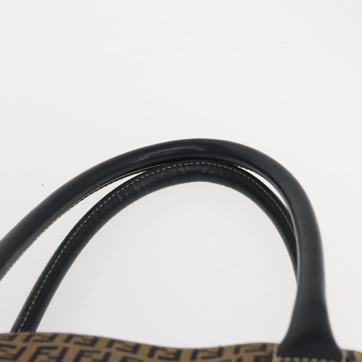 FENDI Zucchino Canvas Tote Bag Navy Silver Auth ka336