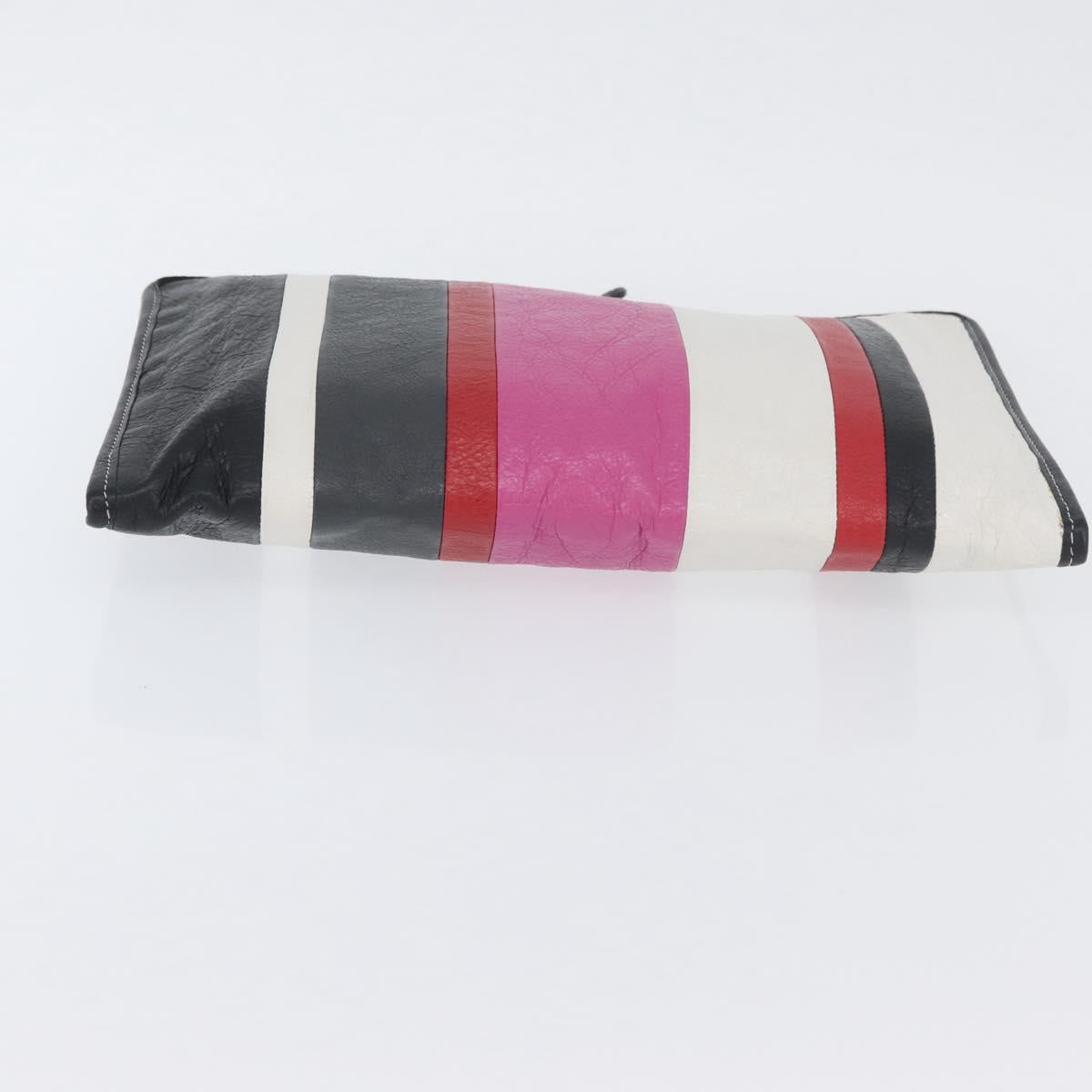 BALENCIAGA Clutch Bag Leather Multicolor Silver 443658 Auth ka3360