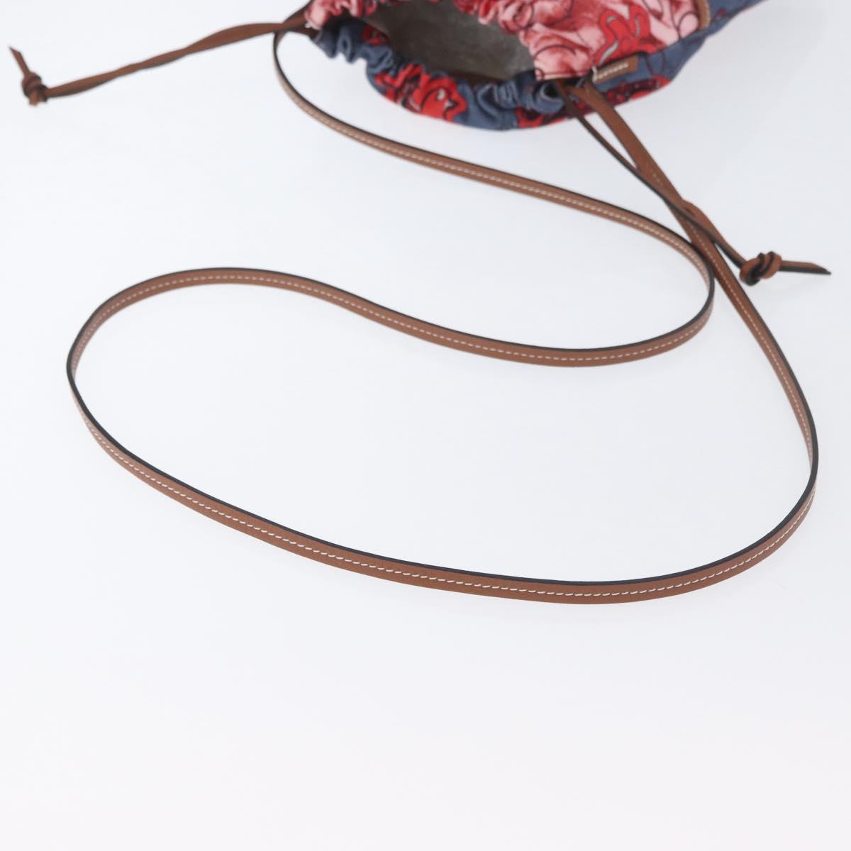 LOEWE Anagram Paula's Ibiza Drawstring Shoulder Bag Canvas Blue Auth ka3363M