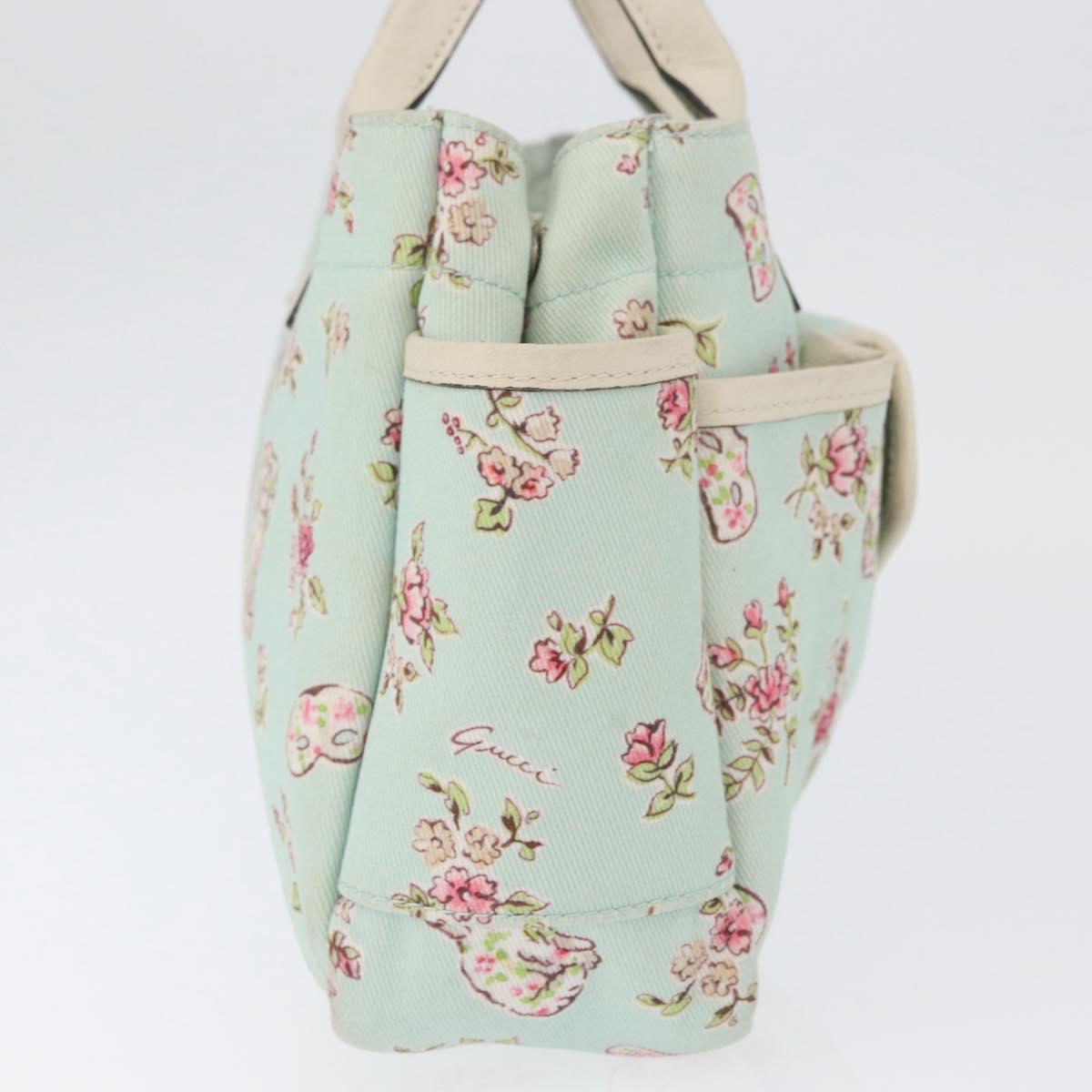 GUCCI Hand Bag Canvas Light Blue Auth ka3365