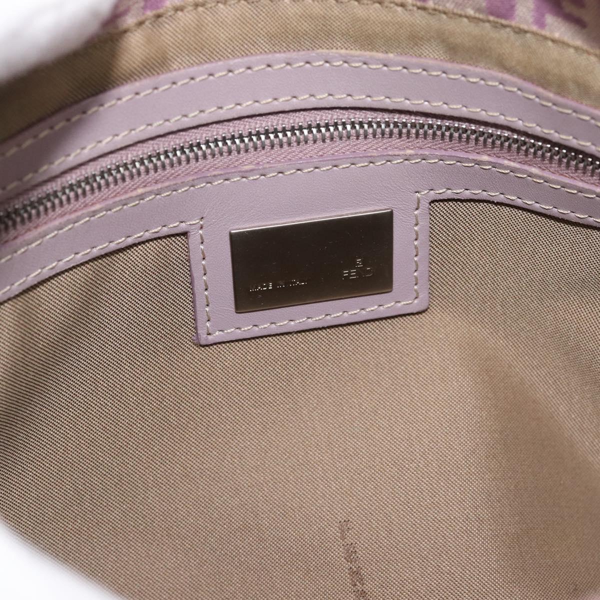 FENDI Zucchino Canvas Mamma Baguette Shoulder Bag Pink Silver Auth ka3366V