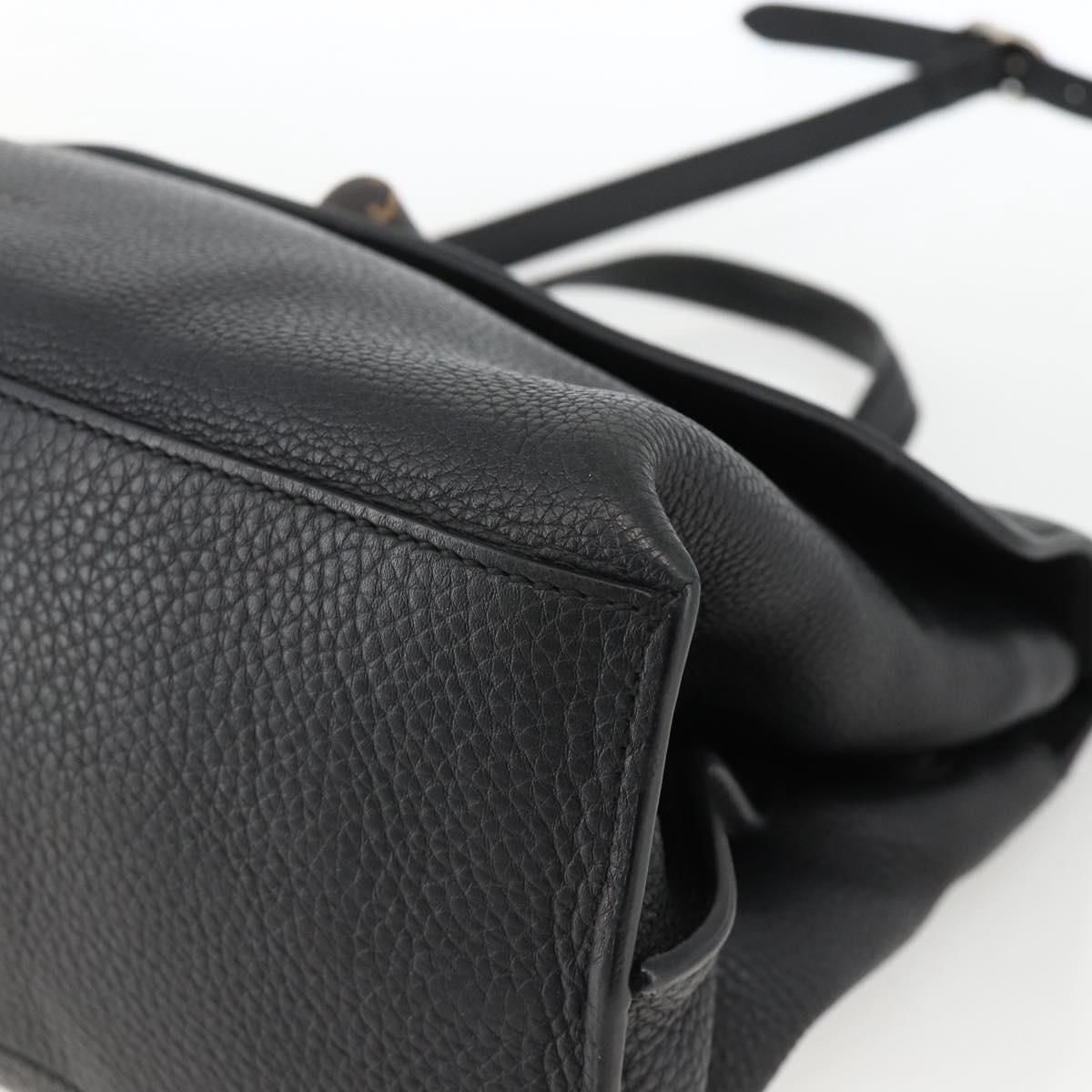GUCCI Bamboo Hand Bag Leather 2way Black Silver 392013 Auth ka3371