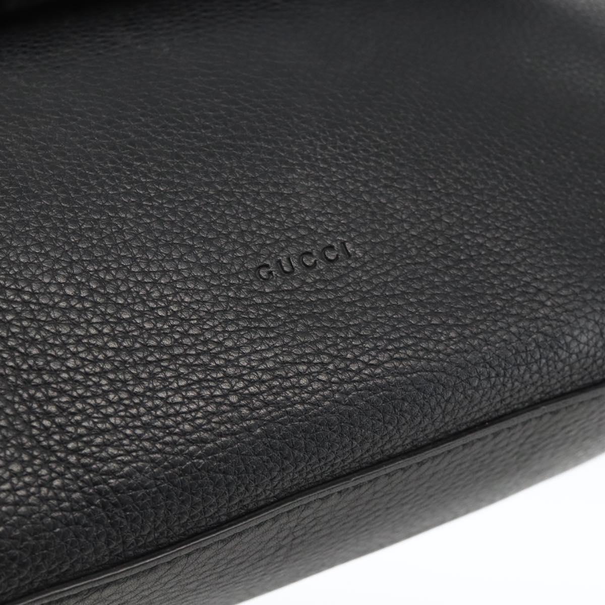 GUCCI Bamboo Hand Bag Leather 2way Black Silver 392013 Auth ka3371