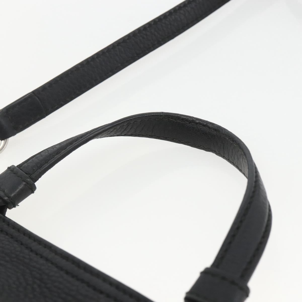 GUCCI Bamboo Hand Bag Leather 2way Black Silver 392013 Auth ka3371