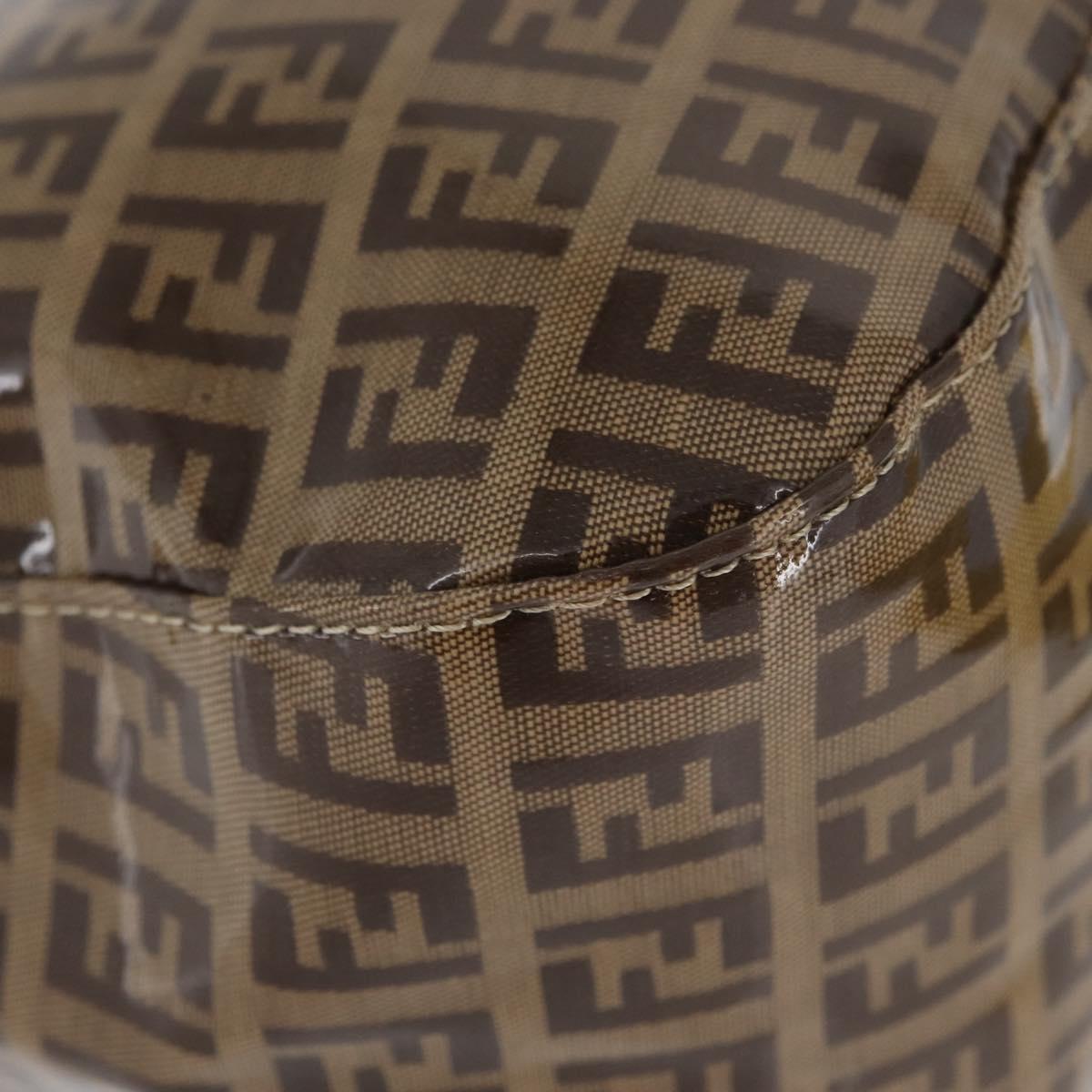 FENDI Zucchino Canvas Mamma Baguette Shoulder Bag Beige Gold Auth ka3373V
