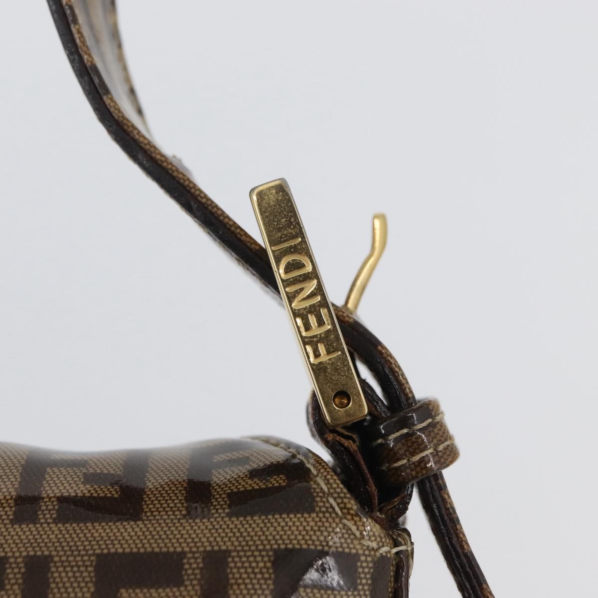 FENDI Zucchino Canvas Mamma Baguette Shoulder Bag Beige Gold Auth ka3373V