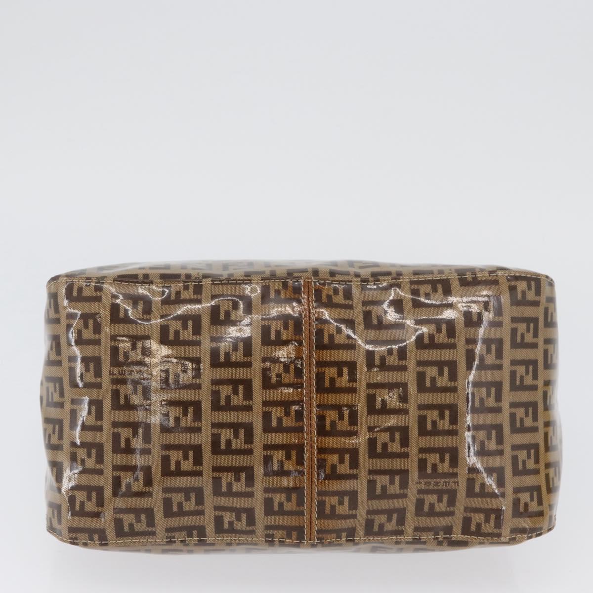 FENDI Zucchino Canvas Mamma Baguette Shoulder Bag Beige Gold Auth ka3373V