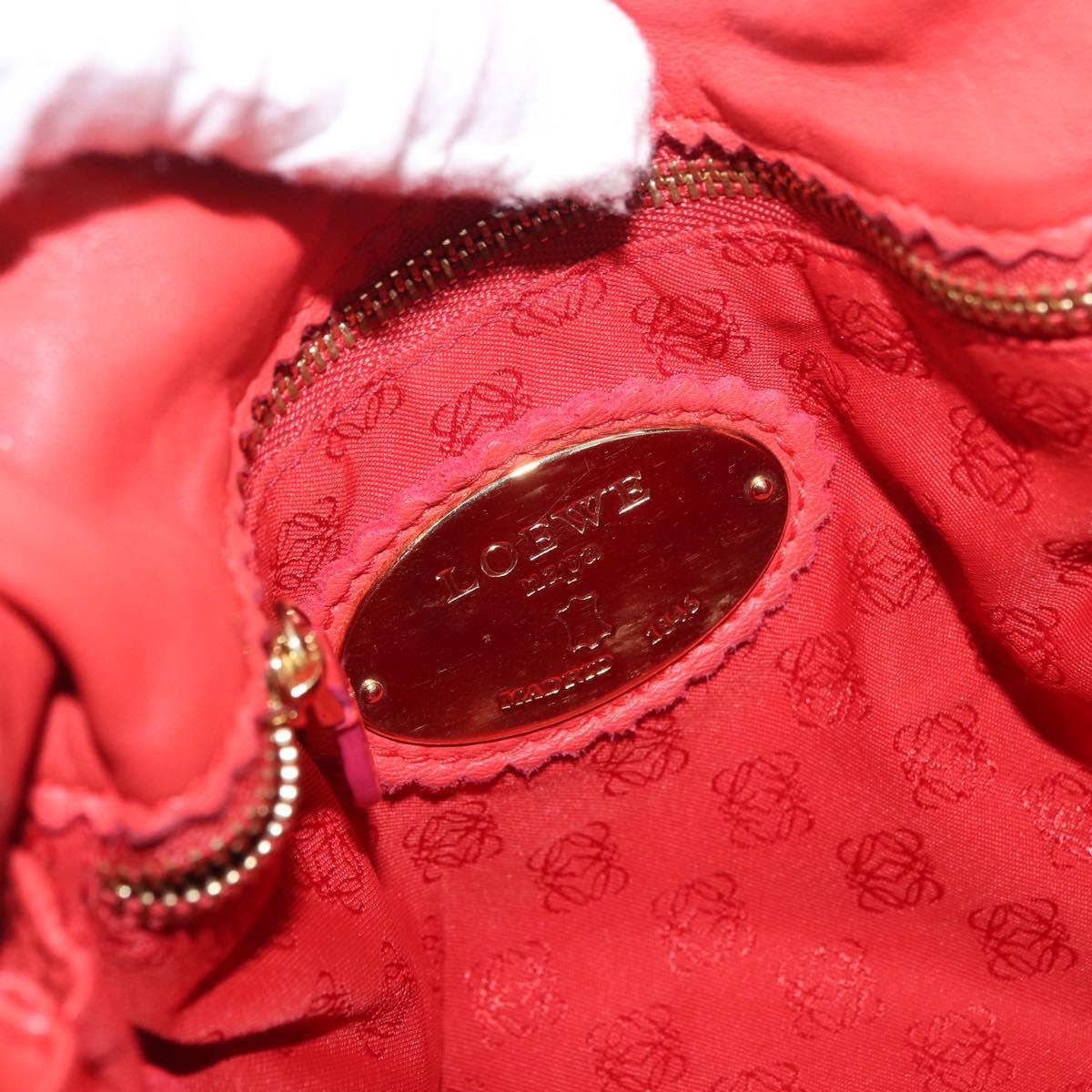 LOEWE Anagram Purse Shoulder Bag Leather Orange Gold Auth ka3378A
