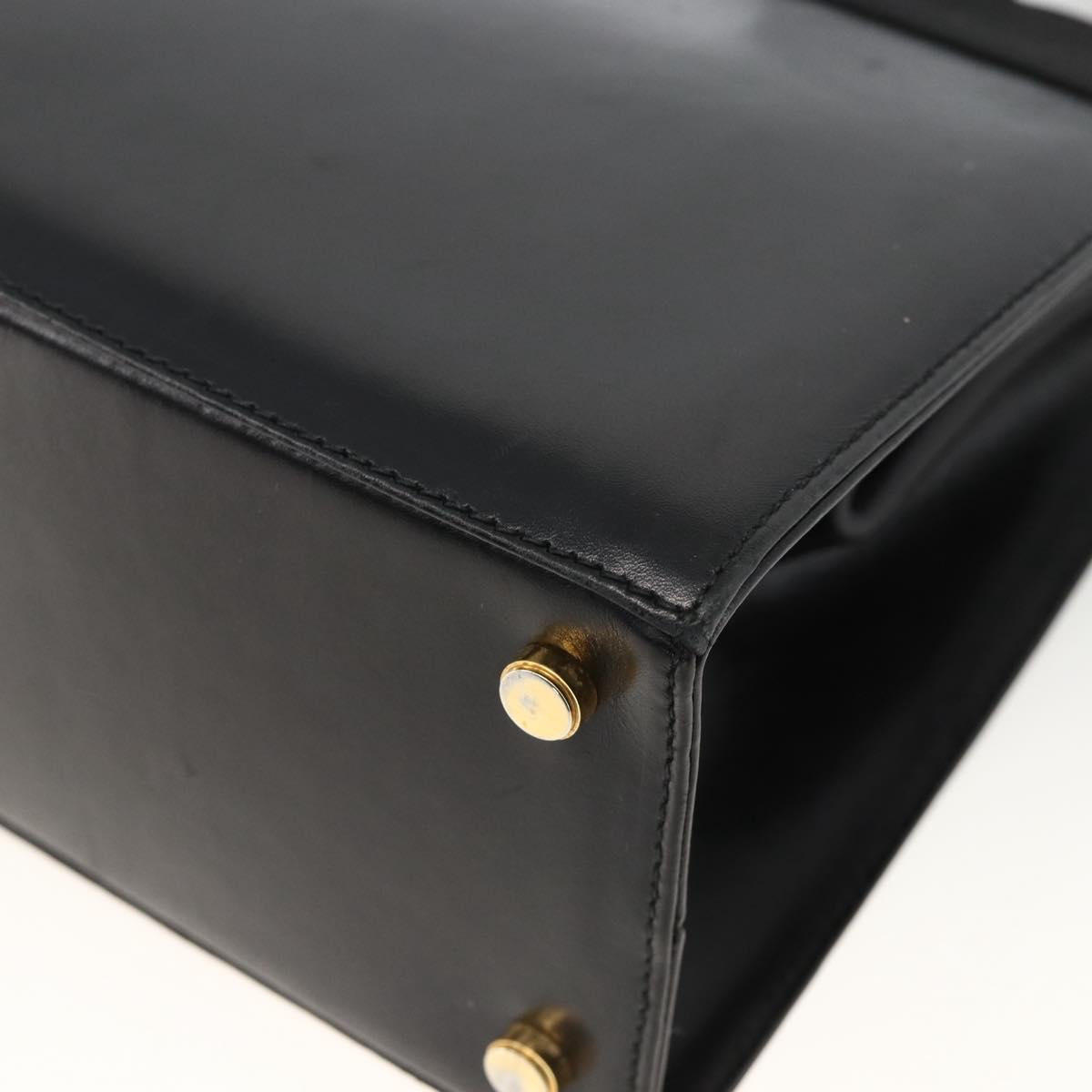 Salvatore Ferragamo Vala Ribbon Hand Bag Leather 2way Black Gold Auth ka3380