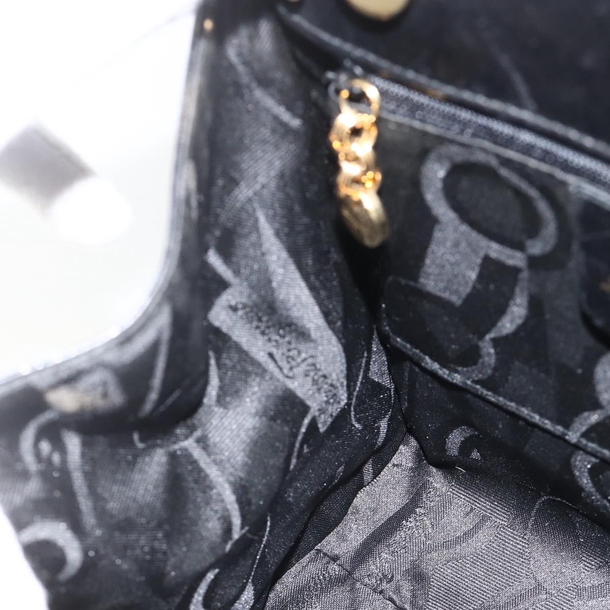 Salvatore Ferragamo Vala Ribbon Hand Bag Leather 2way Black Gold Auth ka3380