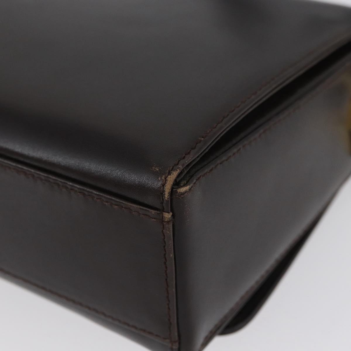 Salvatore Ferragamo Gancini Shoulder Bag Leather Brown Gold Auth ka3381
