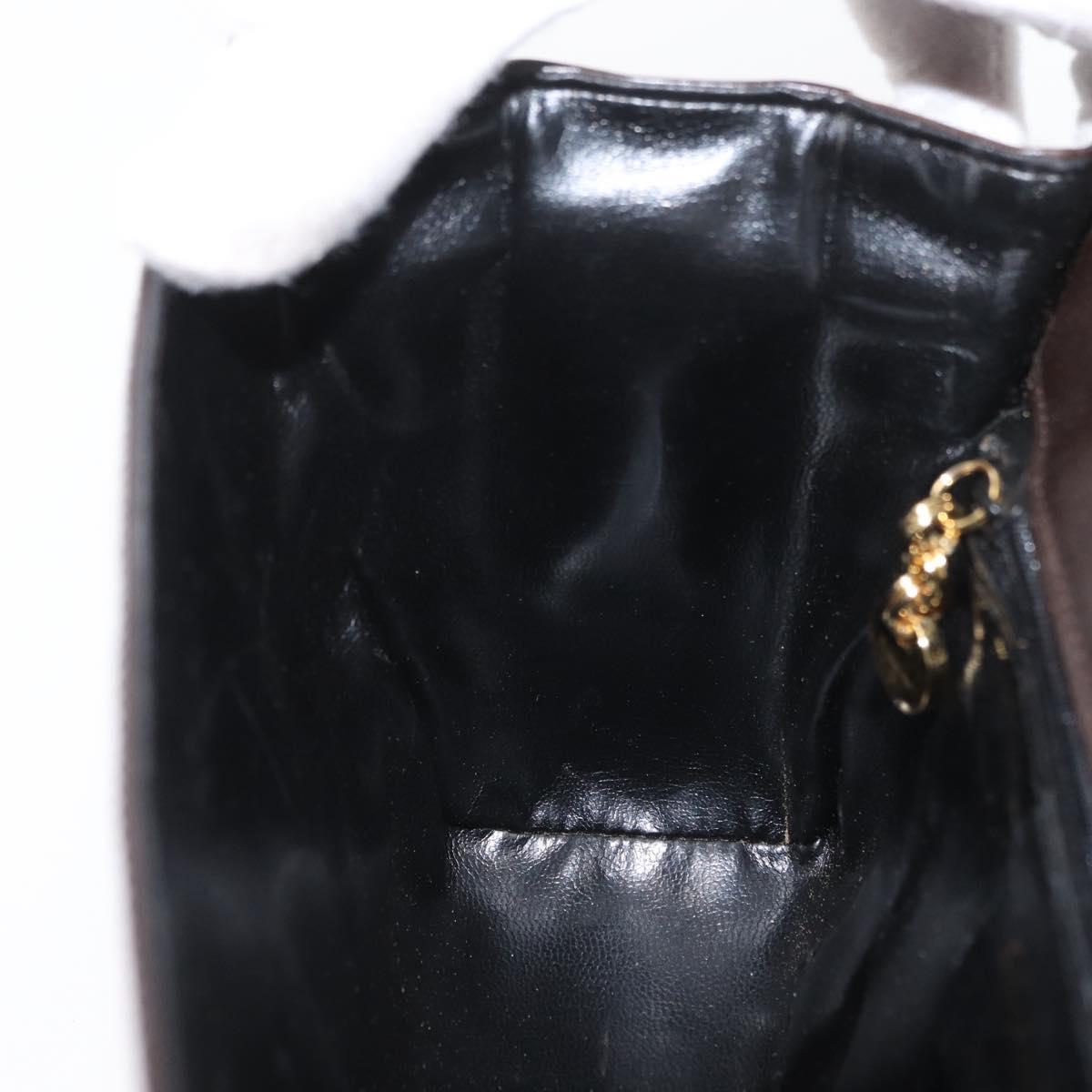 Salvatore Ferragamo Gancini Shoulder Bag Leather Brown Gold Auth ka3381