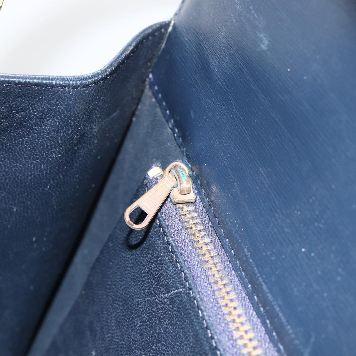 CELINE C Sulky Shoulder Bag Canvas Navy Gold Auth ka3383