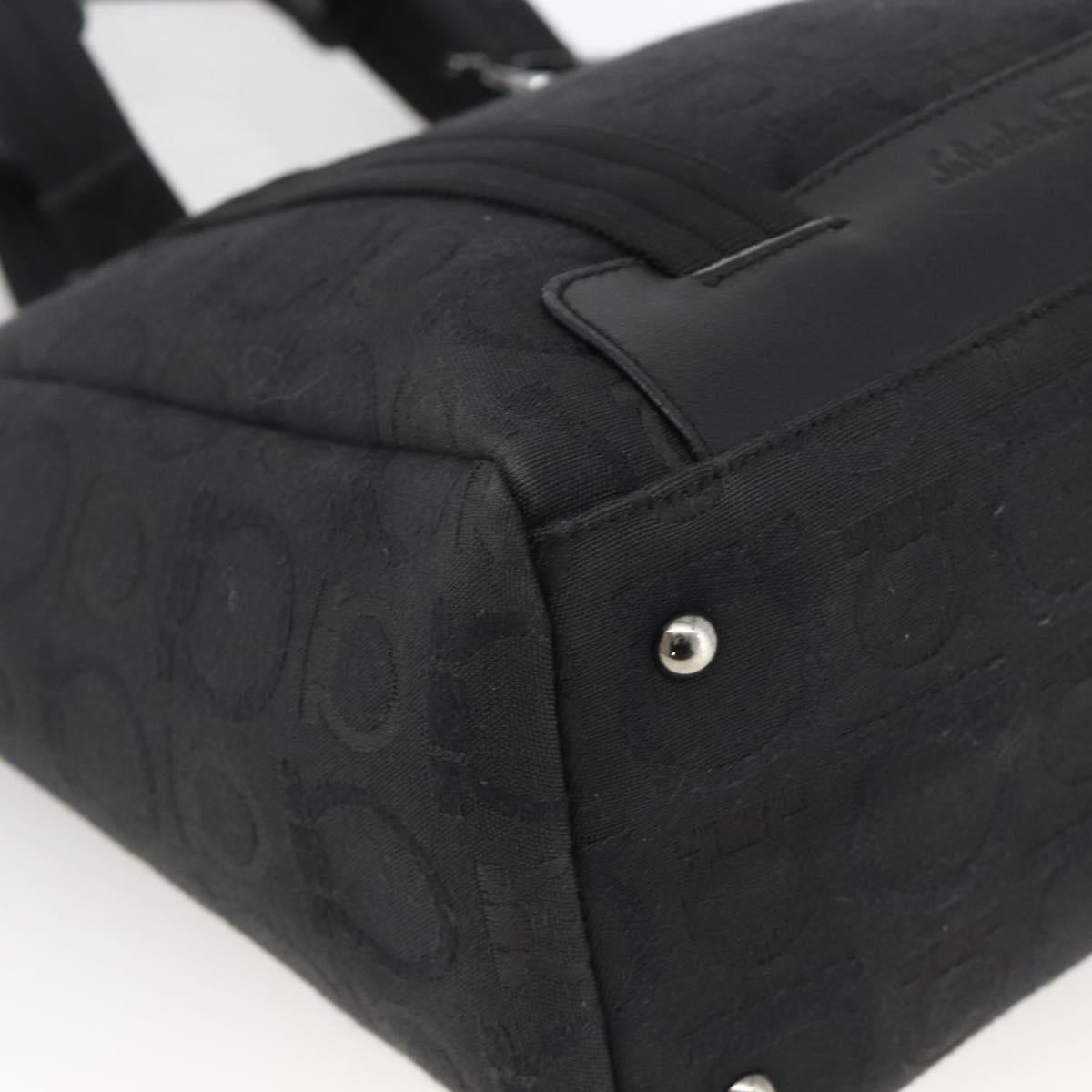 Salvatore Ferragamo Gancini Tote Bag Canvas Black Silver Auth ka3385