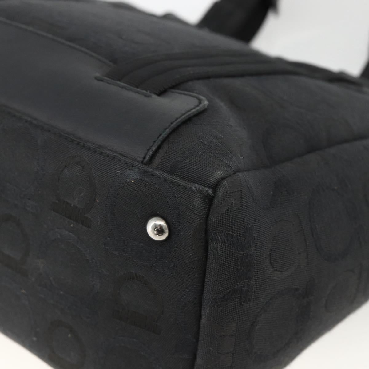 Salvatore Ferragamo Gancini Tote Bag Canvas Black Silver Auth ka3385