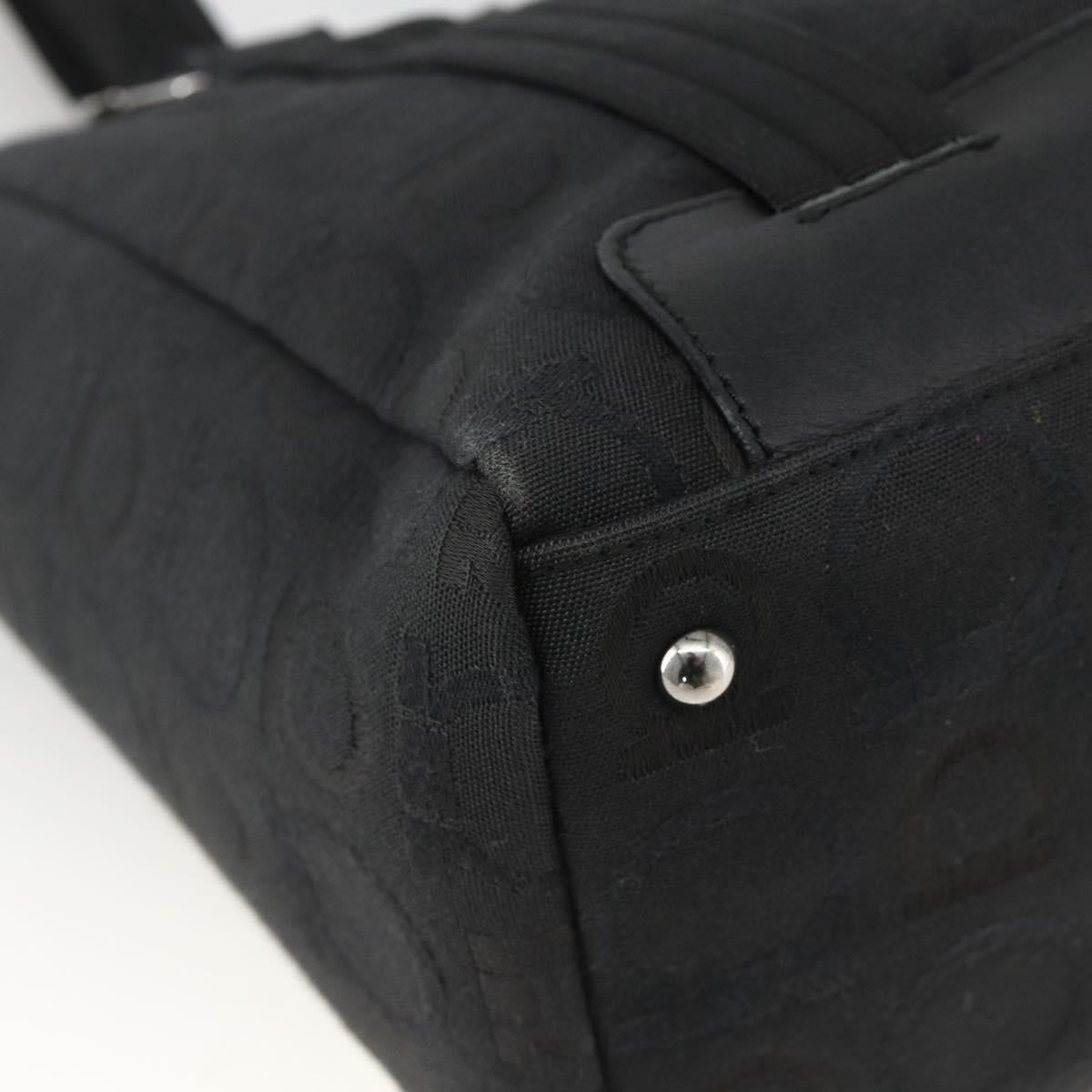 Salvatore Ferragamo Gancini Tote Bag Canvas Black Silver Auth ka3385