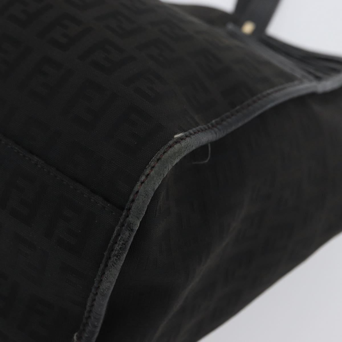 FENDI Zucchino Canvas Tote Bag Black Gold Auth ka3387