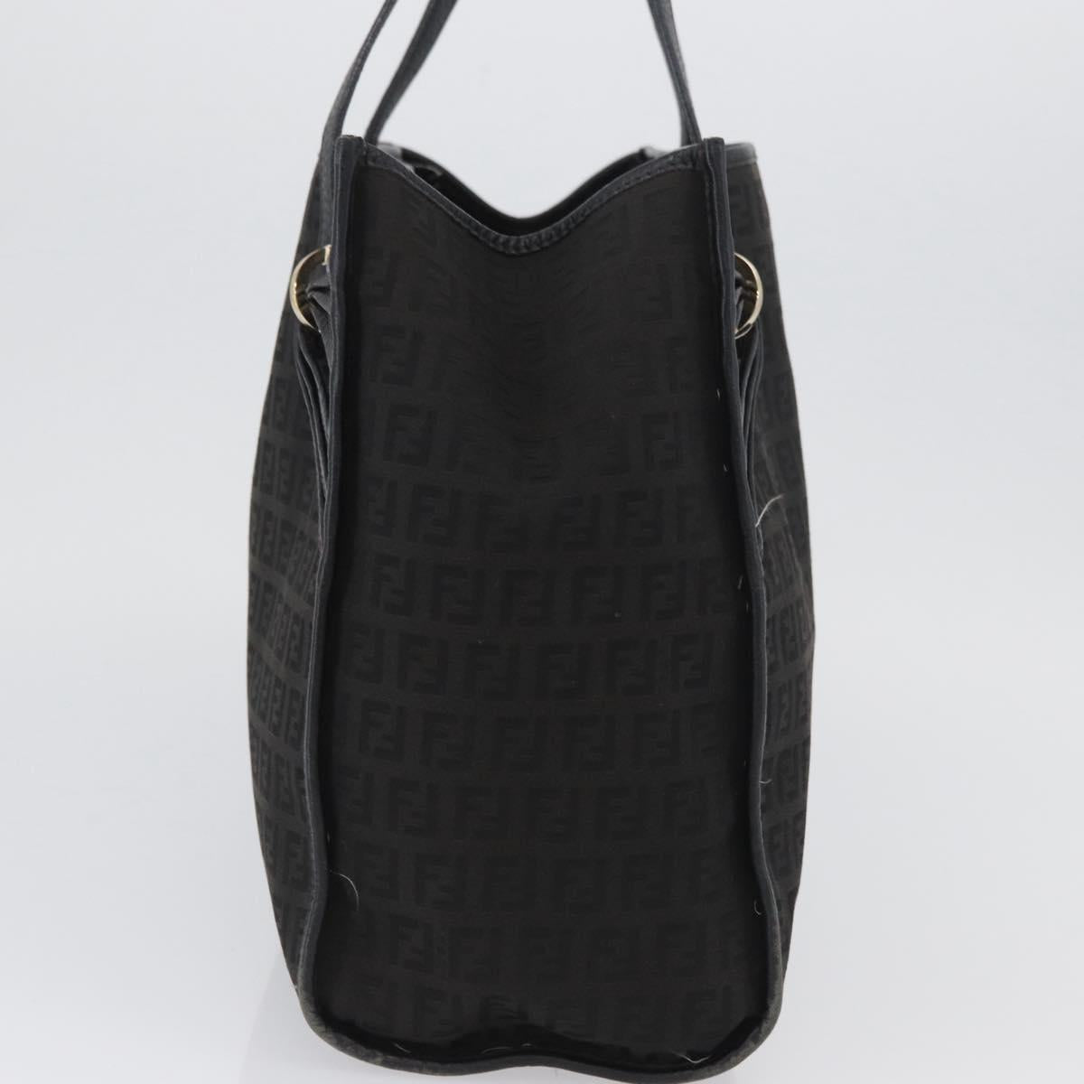 FENDI Zucchino Canvas Tote Bag Black Gold Auth ka3387
