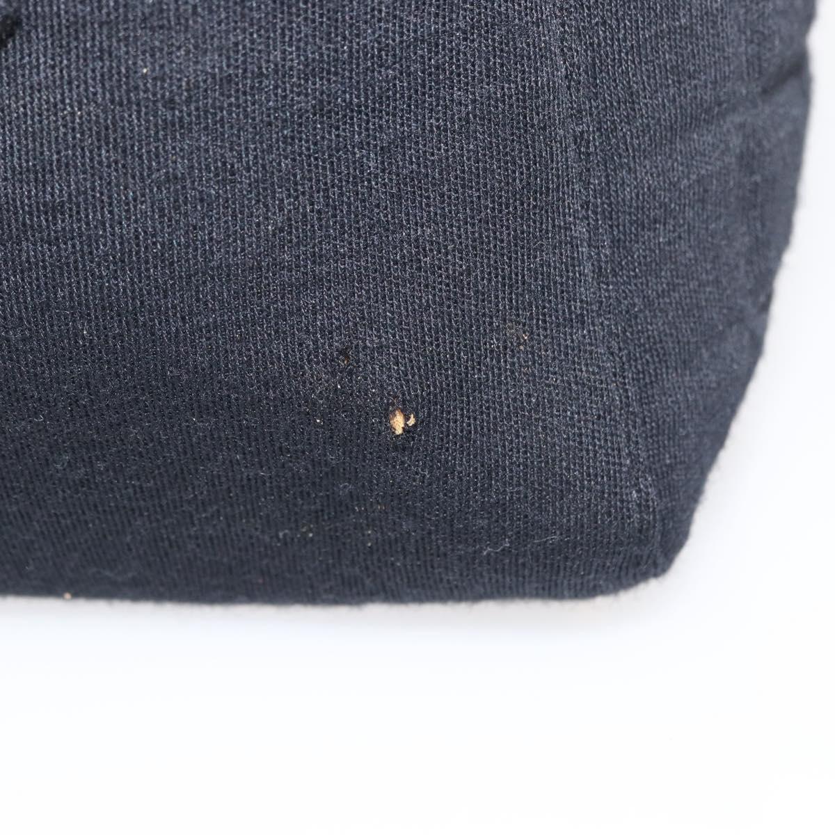 CHANEL Choco Bar Hand Bag cotton Black Gold CC Auth ka339