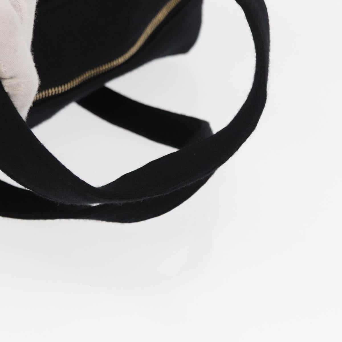 CHANEL Choco Bar Hand Bag cotton Black Gold CC Auth ka339