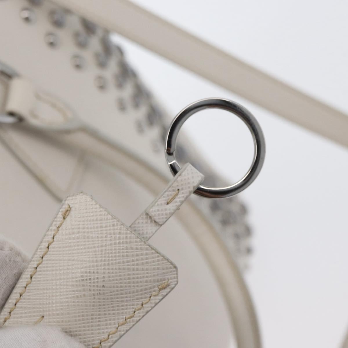 PRADA Hand Bag Safiano leather 2way White Silver Auth ka3399V
