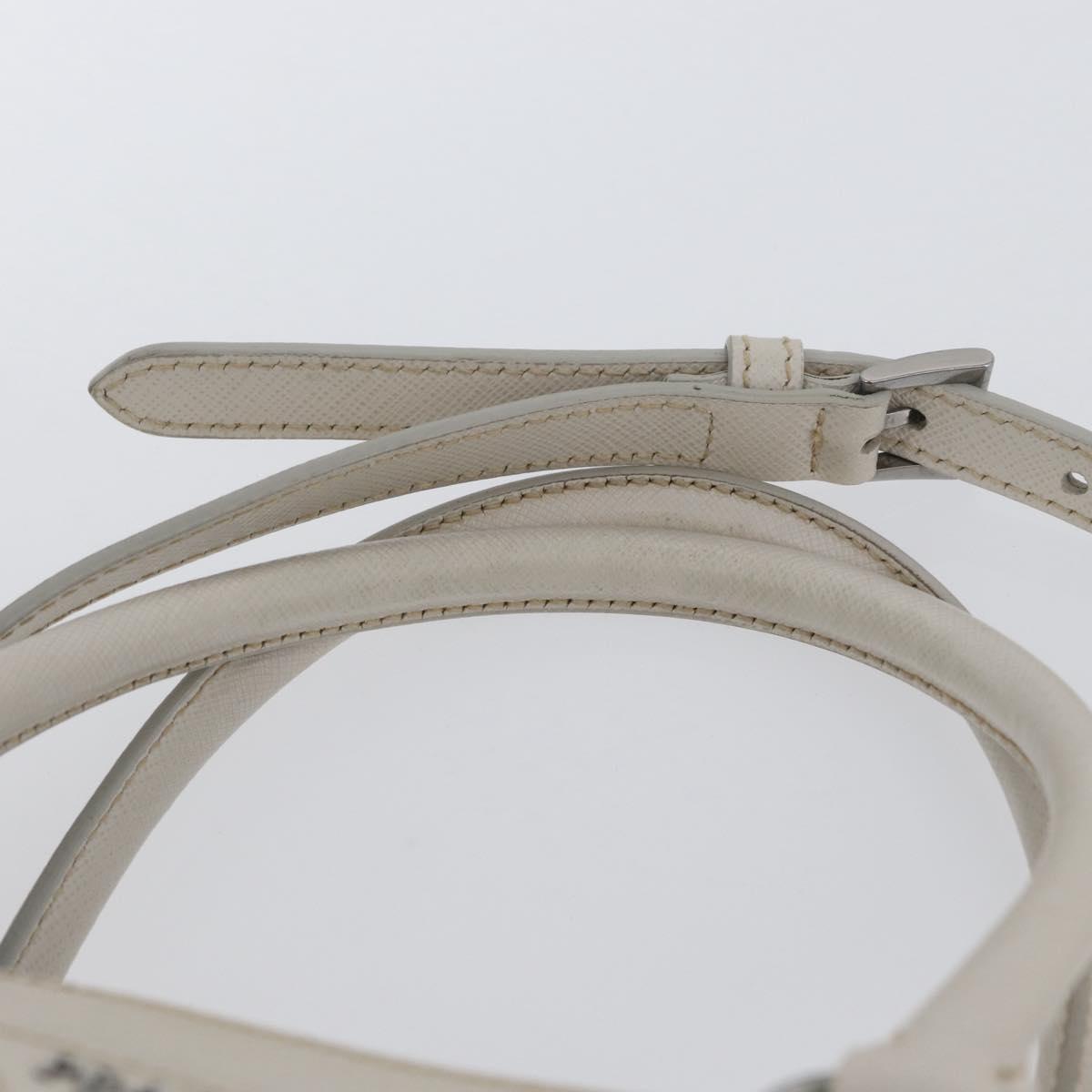 PRADA Hand Bag Safiano leather 2way White Silver Auth ka3399V