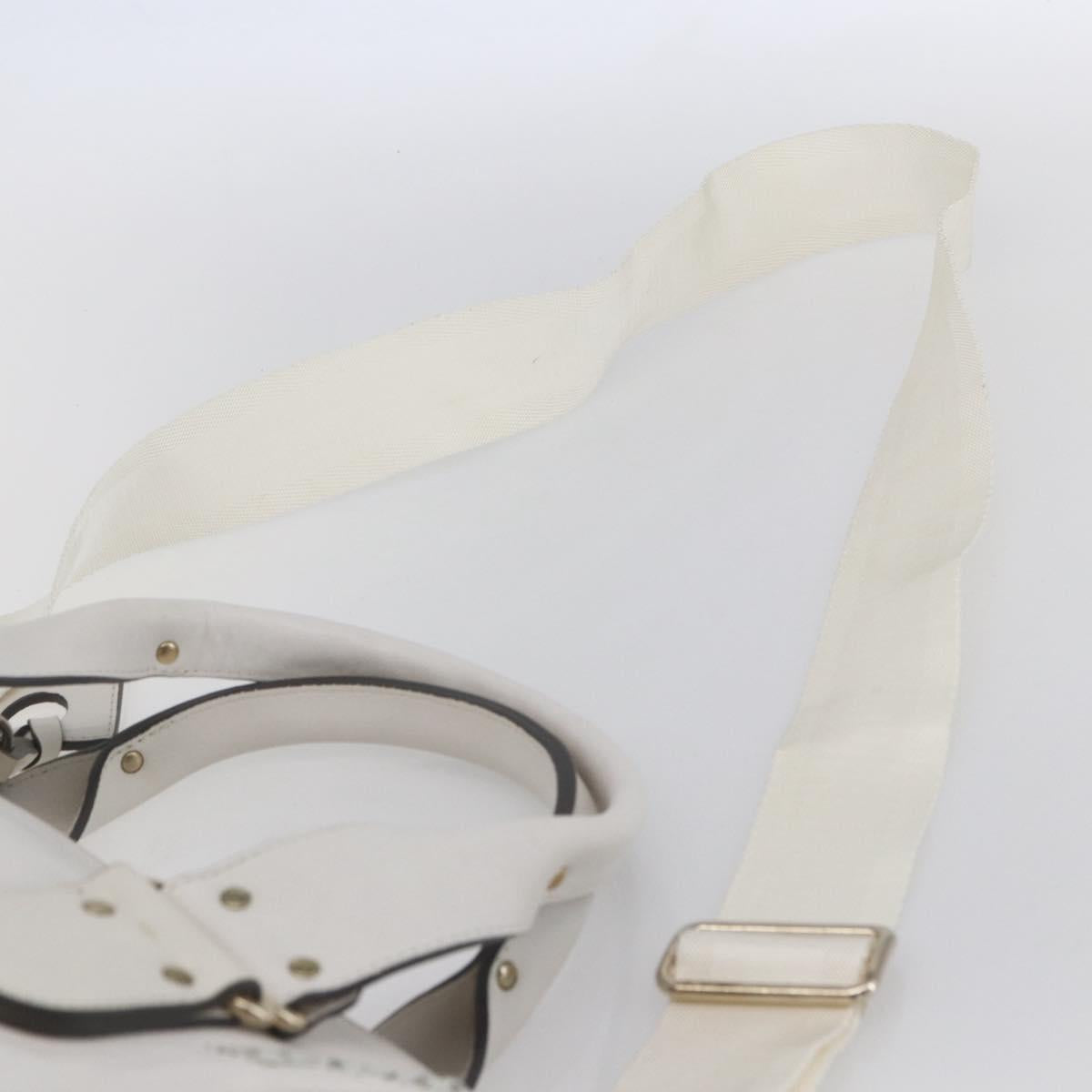Chloe Shoulder Bag Leather 2way White Silver Auth ka340