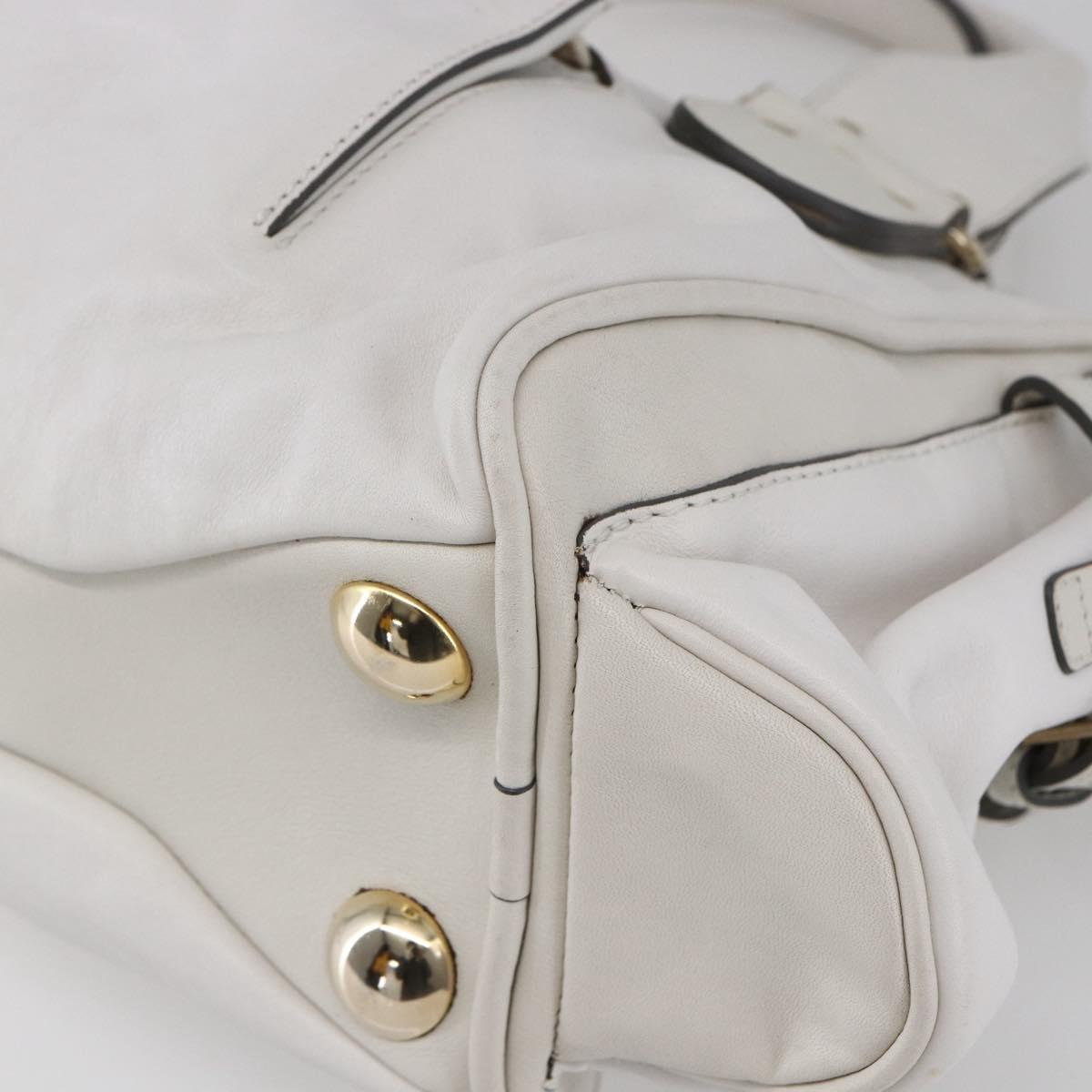 Chloe Shoulder Bag Leather 2way White Silver Auth ka340
