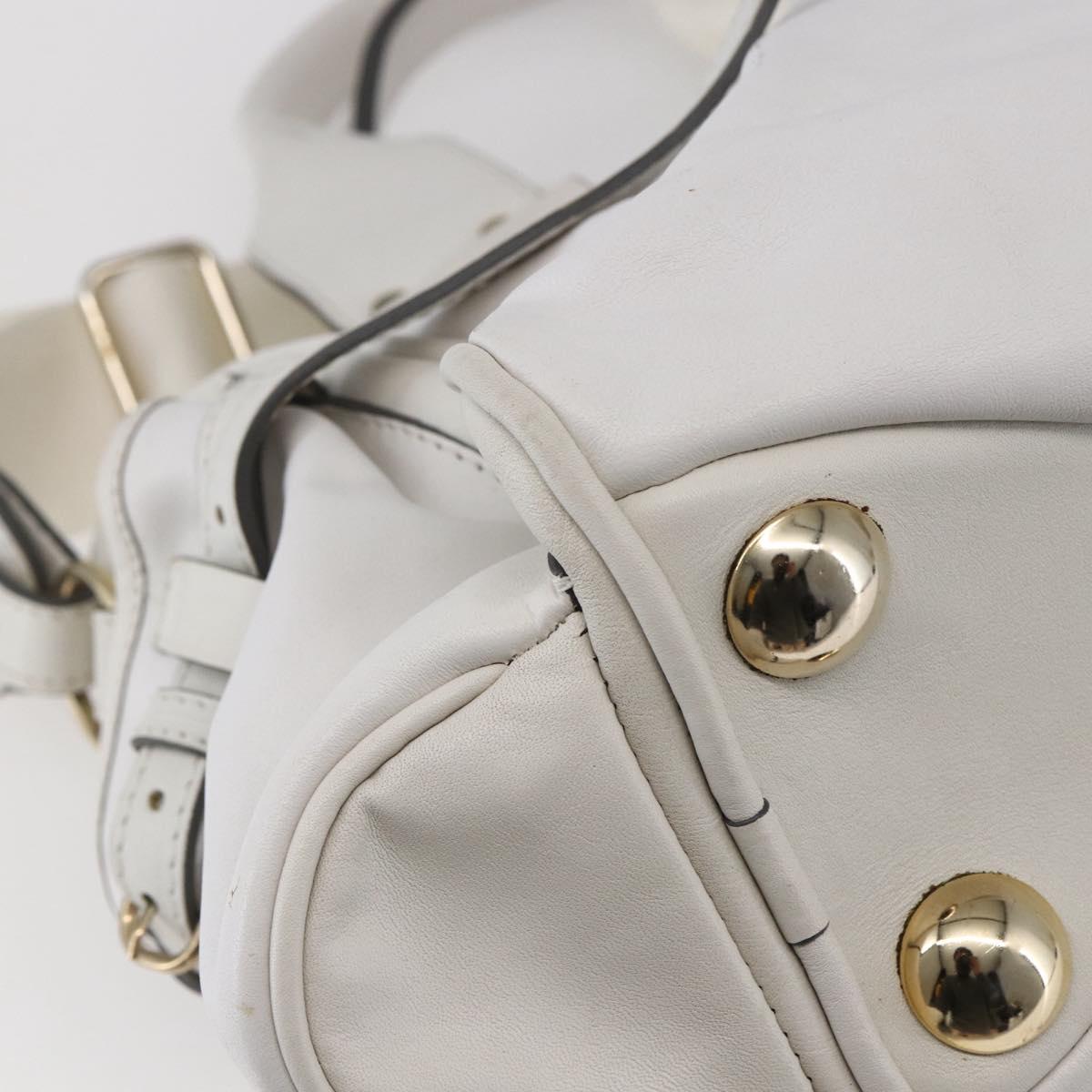Chloe Shoulder Bag Leather 2way White Silver Auth ka340
