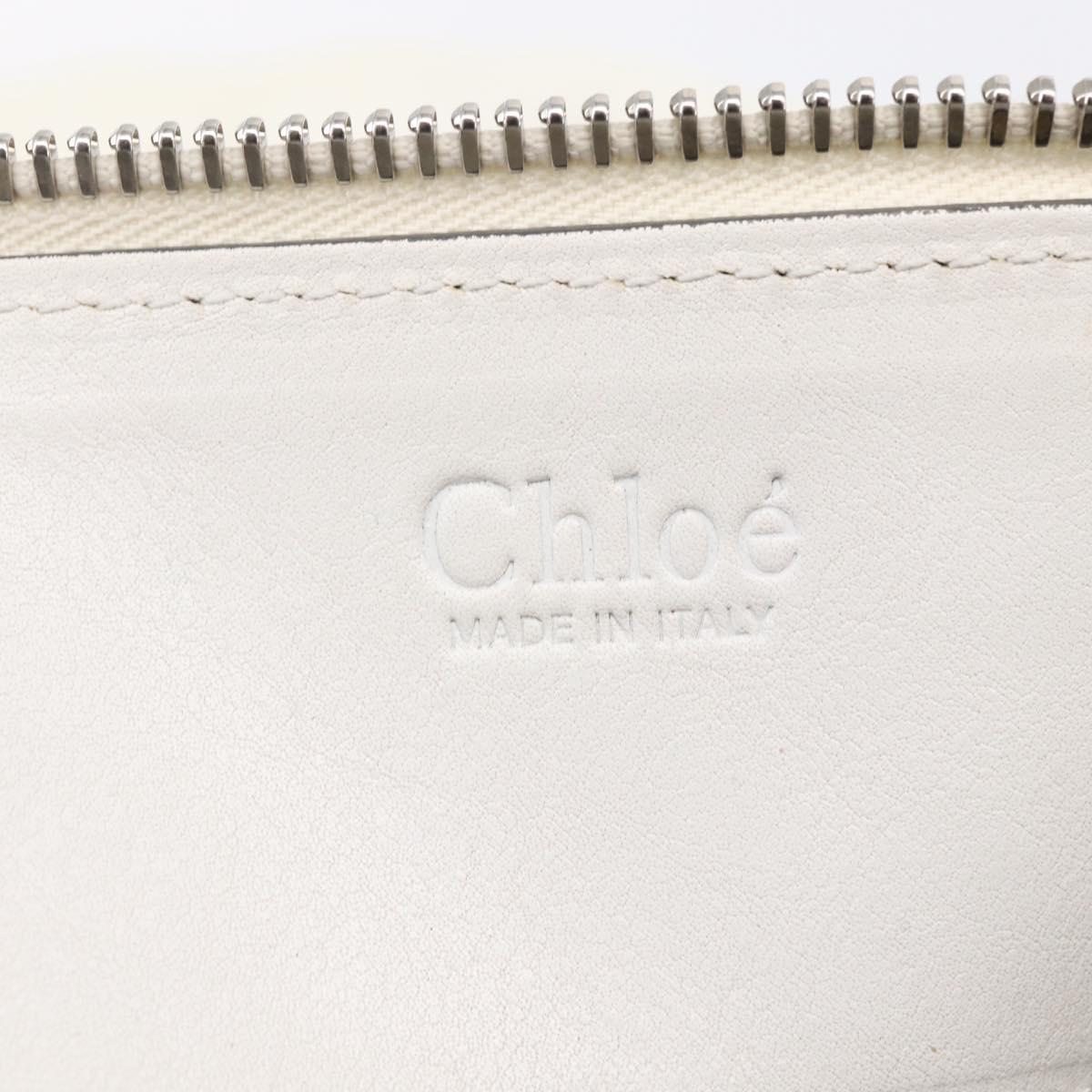 Chloe Shoulder Bag Leather 2way White Silver Auth ka340