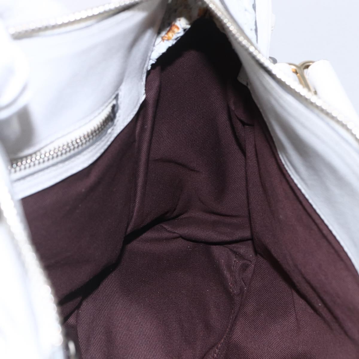 Chloe Shoulder Bag Leather 2way White Silver Auth ka340