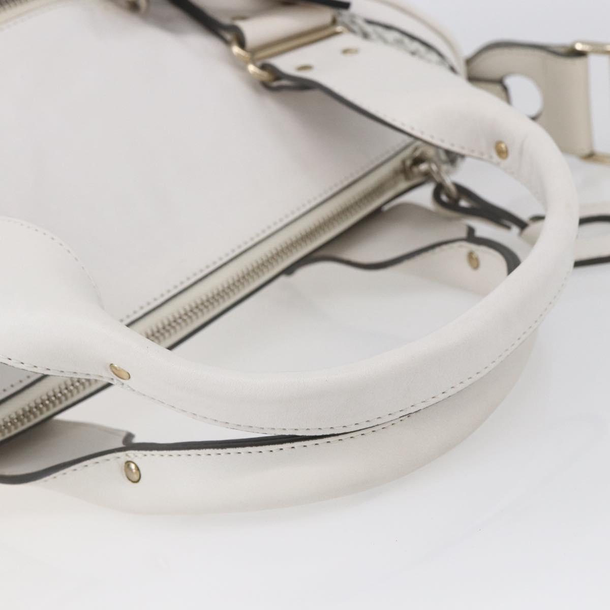 Chloe Shoulder Bag Leather 2way White Silver Auth ka340