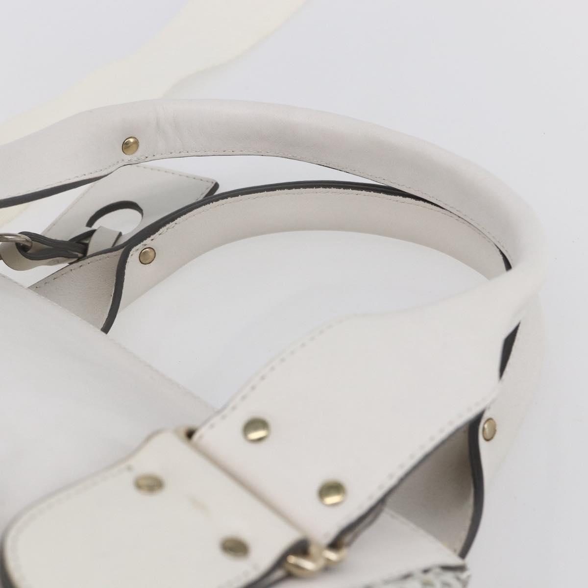 Chloe Shoulder Bag Leather 2way White Silver Auth ka340