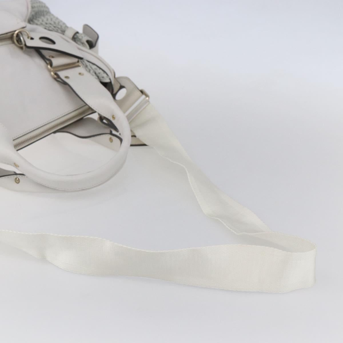 Chloe Shoulder Bag Leather 2way White Silver Auth ka340