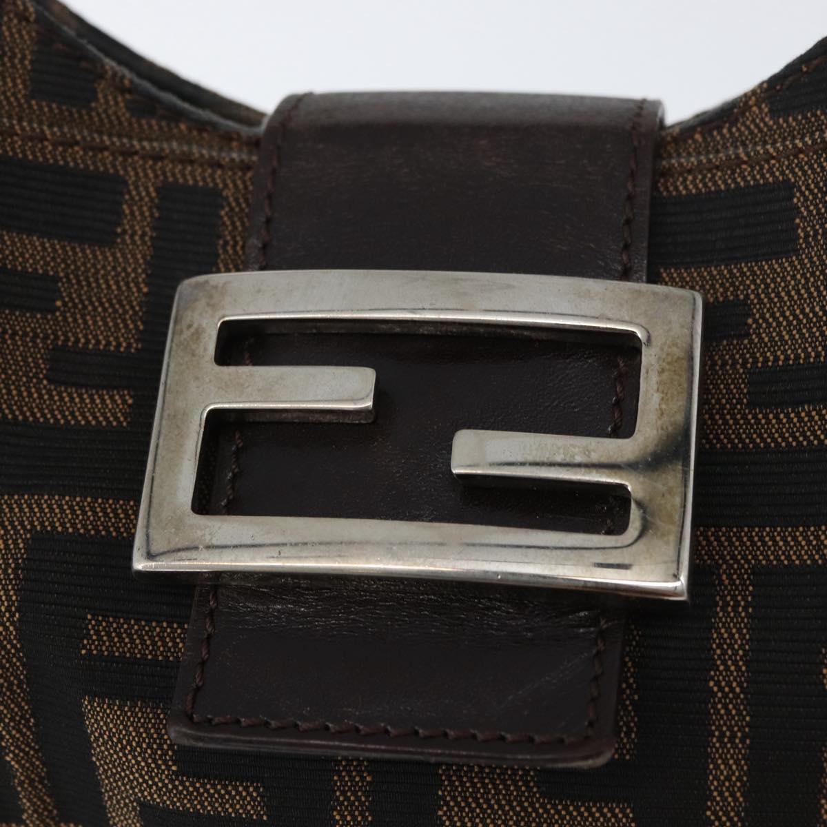 FENDI Zucca Canvas Mamma Baguette Hand Bag Brown Black Auth ka3405V
