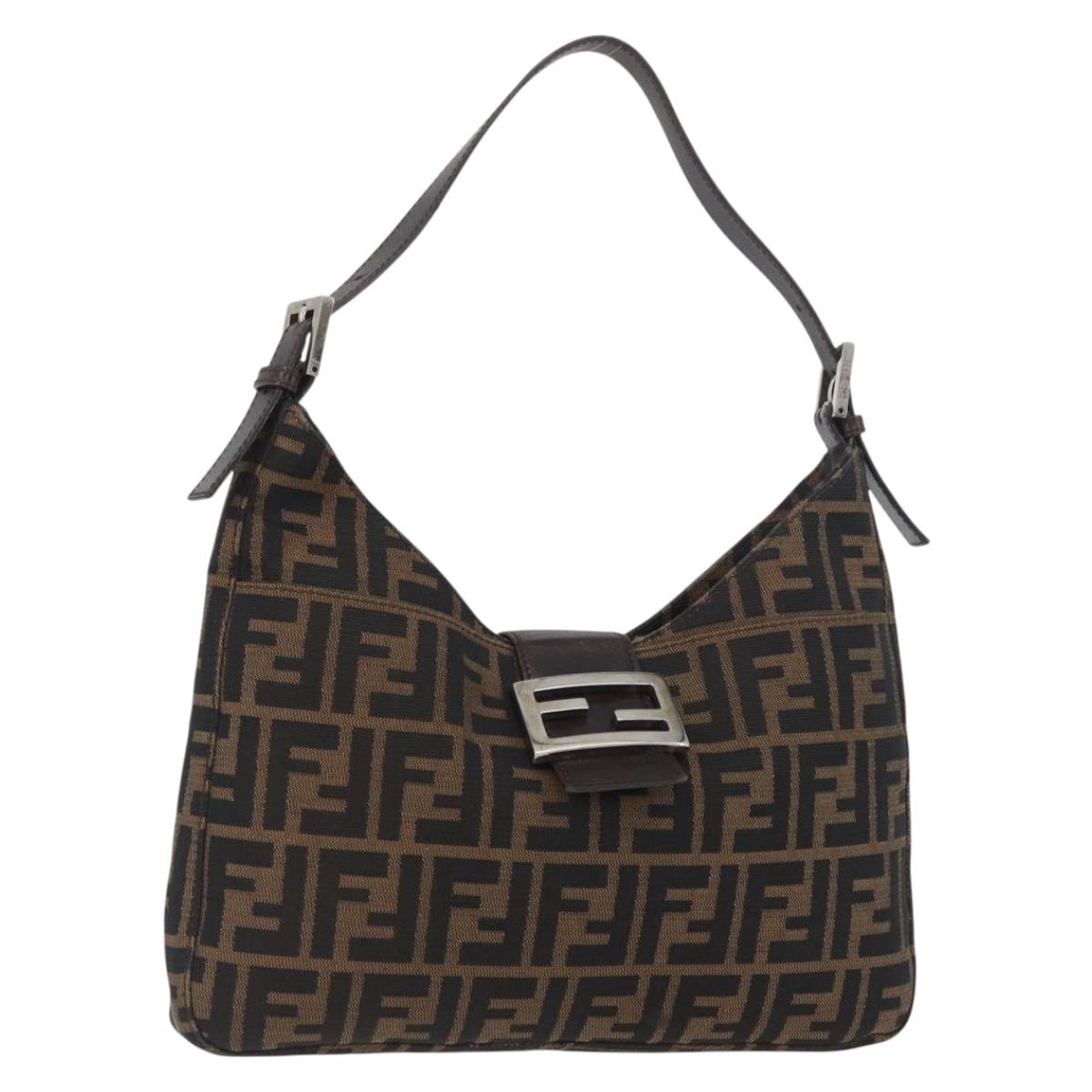 FENDI Zucca Canvas Mamma Baguette Hand Bag Brown Black Auth ka3405V