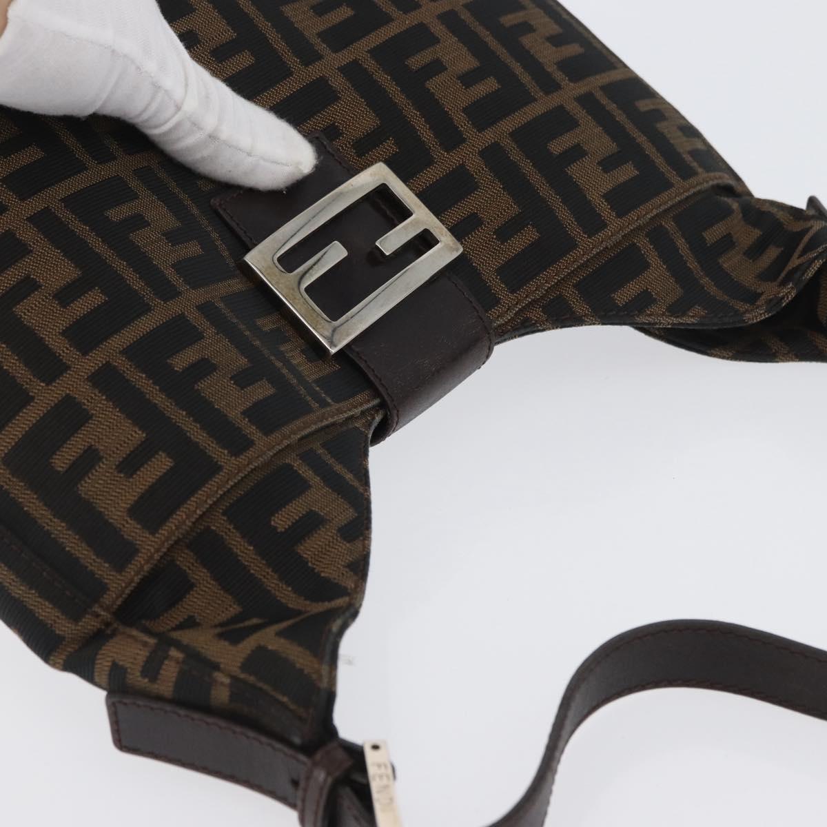 FENDI Zucca Canvas Mamma Baguette Hand Bag Brown Black Auth ka3405V