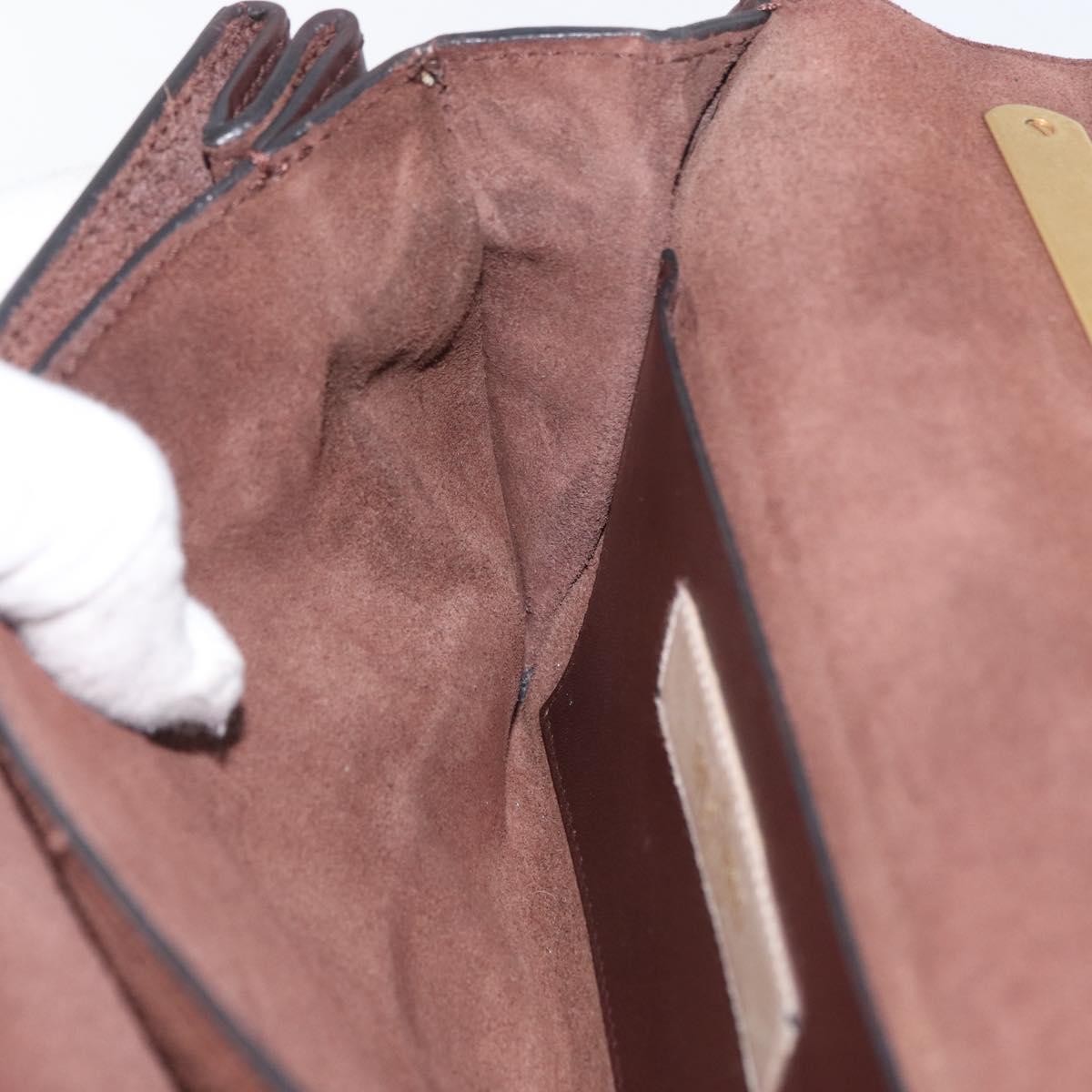 VALENTINO Chain Shoulder Bag Leather Brown Gold Auth ka3408A