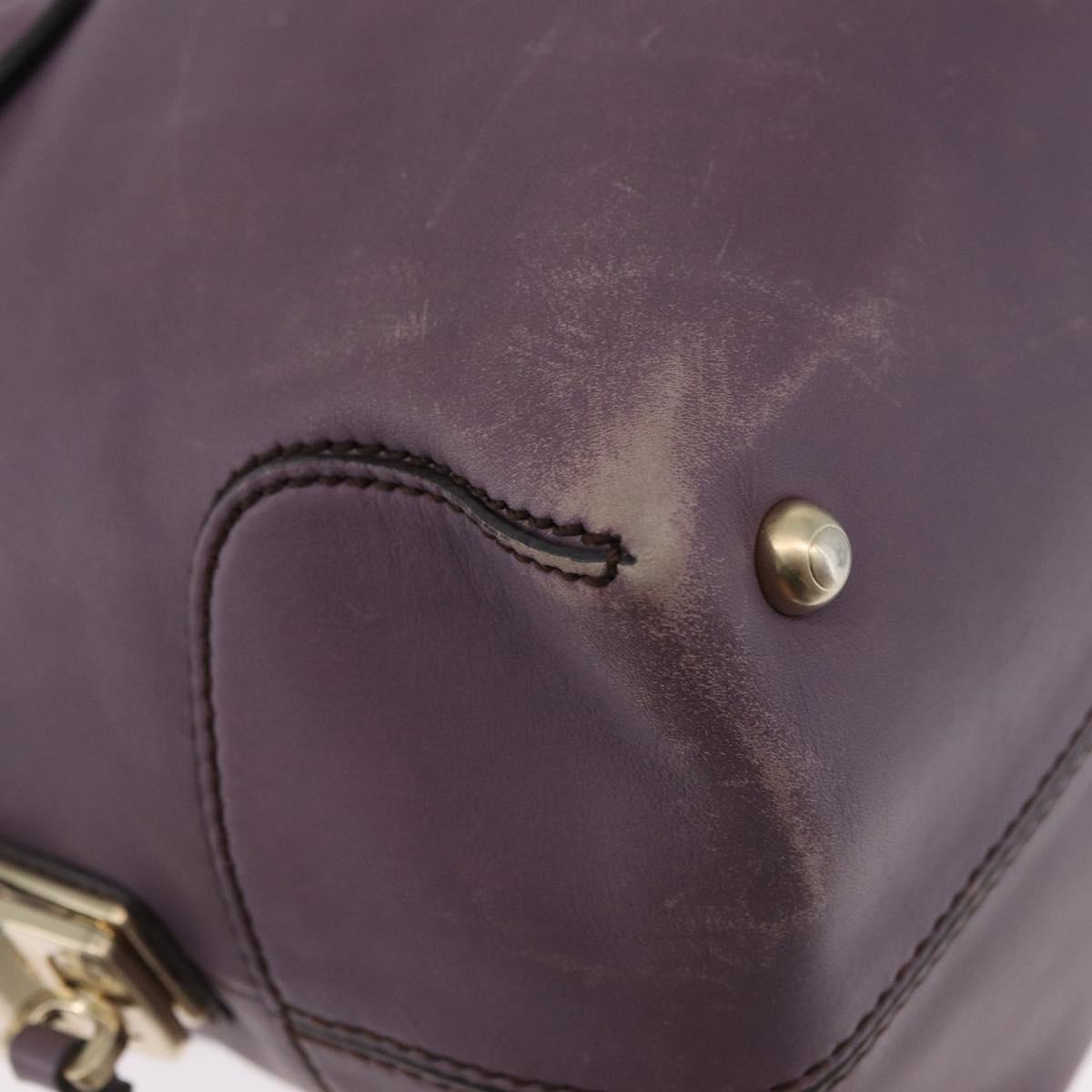 TOD’S Hand Bag Leather 2way Purple Gold Auth ka3411