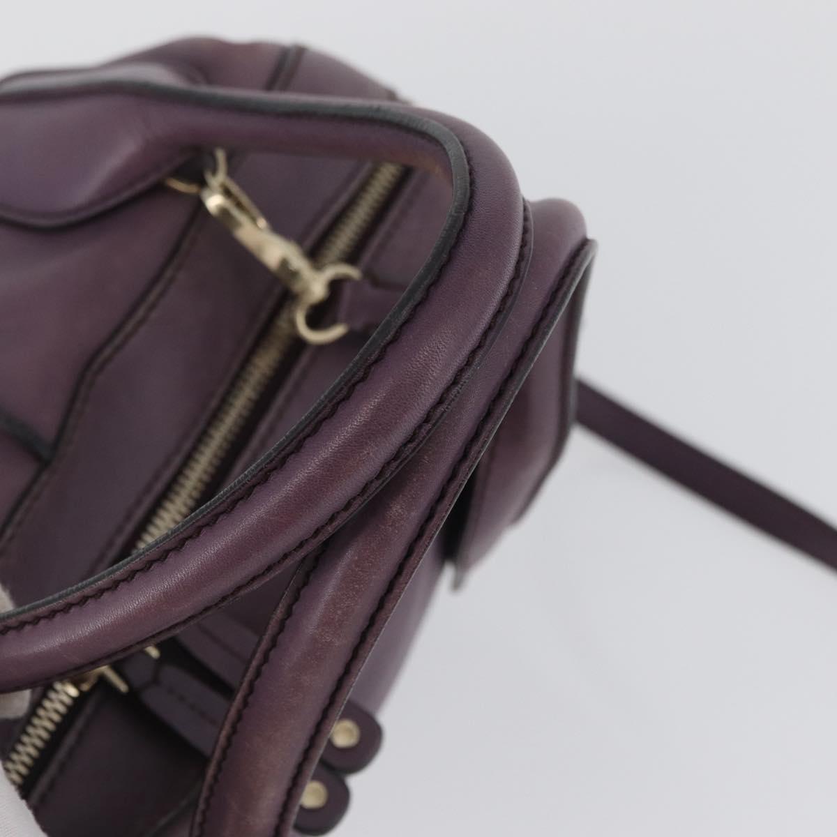 TOD’S Hand Bag Leather 2way Purple Gold Auth ka3411