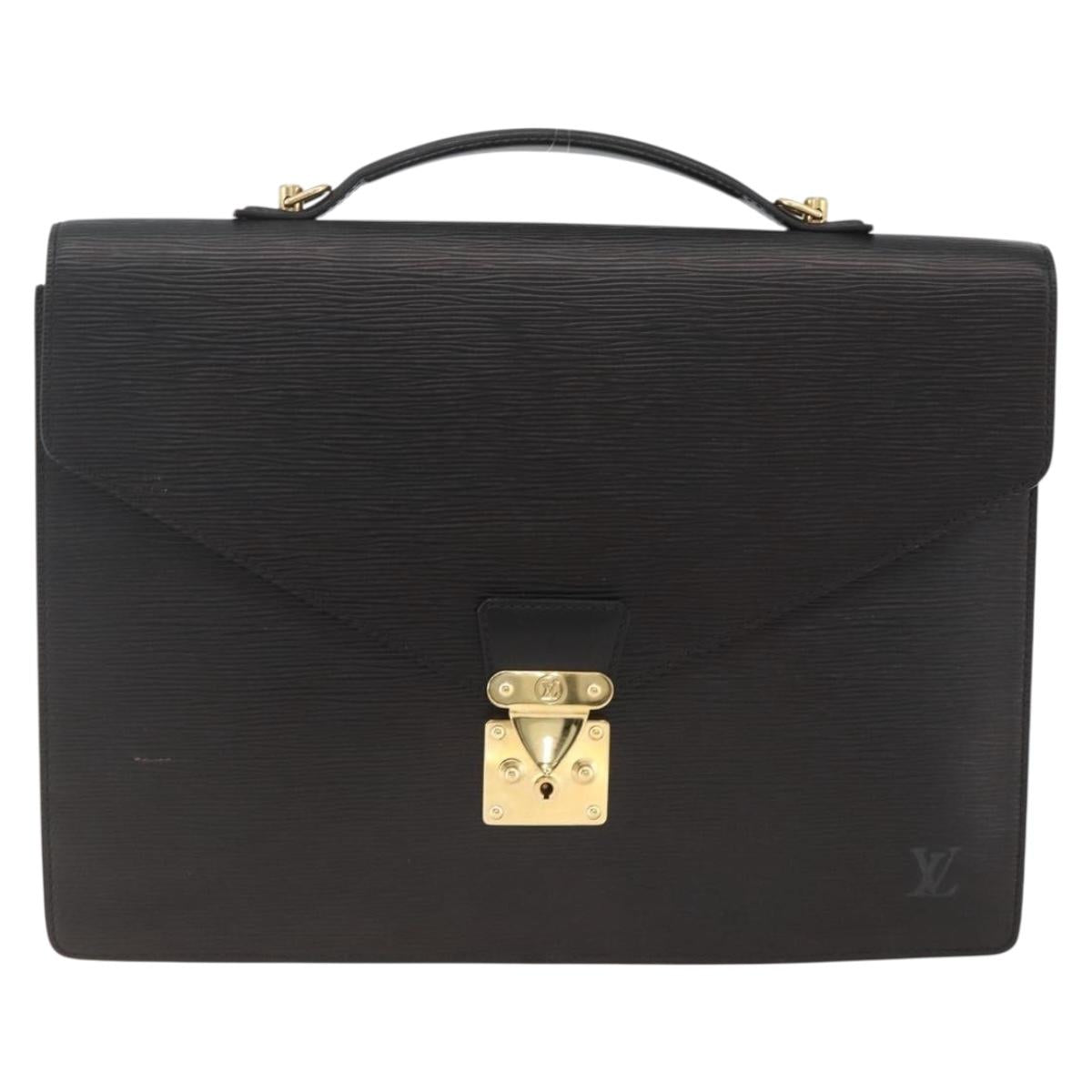 LOUIS VUITTON Epi Porte Documents Bandouliere Briefcase Black M54462 Auth ka3413